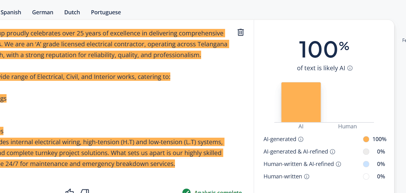 Website B homepage screenshot showing human-written, emotionally engaging copy that ranks on Google page 1, starting with storytelling approach
